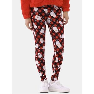 No Boundaries Christmas Leggings Size S or M Santa Plaid Print Holiday Stretch